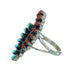 Turquoise And Coral Southwestern Silver Needlepoint Ring Size 6-3/4 AX81831